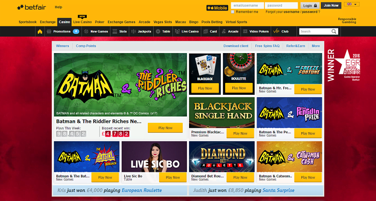 Betfair Homepage Screenshot